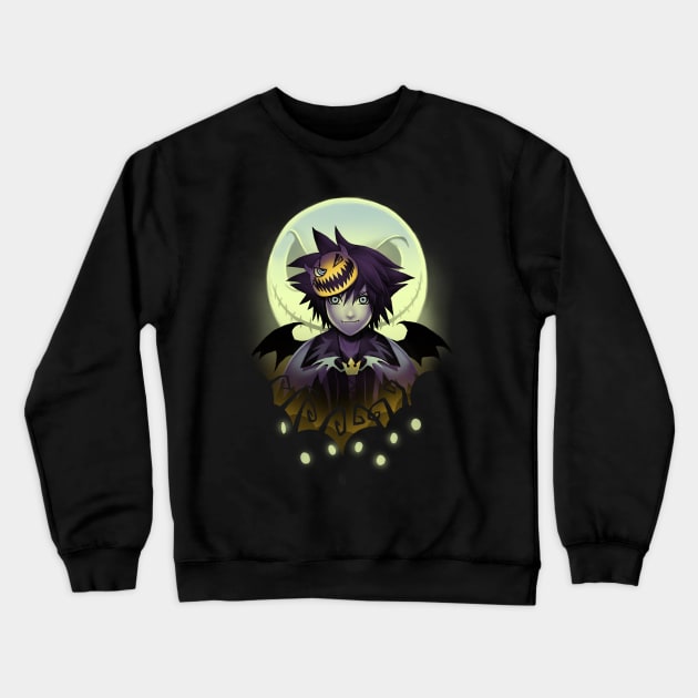 Dark Kingdom Hearts Sora - Halloween Moon Costume - Spooky Video Game Crewneck Sweatshirt by BlancaVidal